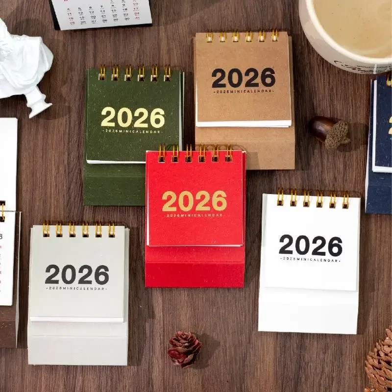 2026 تقويم بسيط صغير أجندة مكتبية /رزنامة مكتبية صغيرة الإبداعية لفائف التقويم مخطط سطح المكتب الديكور مكتب القرطاسية
