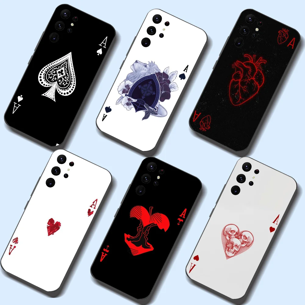 Ace Of Spades Poker Phone Case For Samsung Galaxy A52 A12 A51 S21 Edge S22ULTRA S23 S20LITE Plus Ultra Black Cover