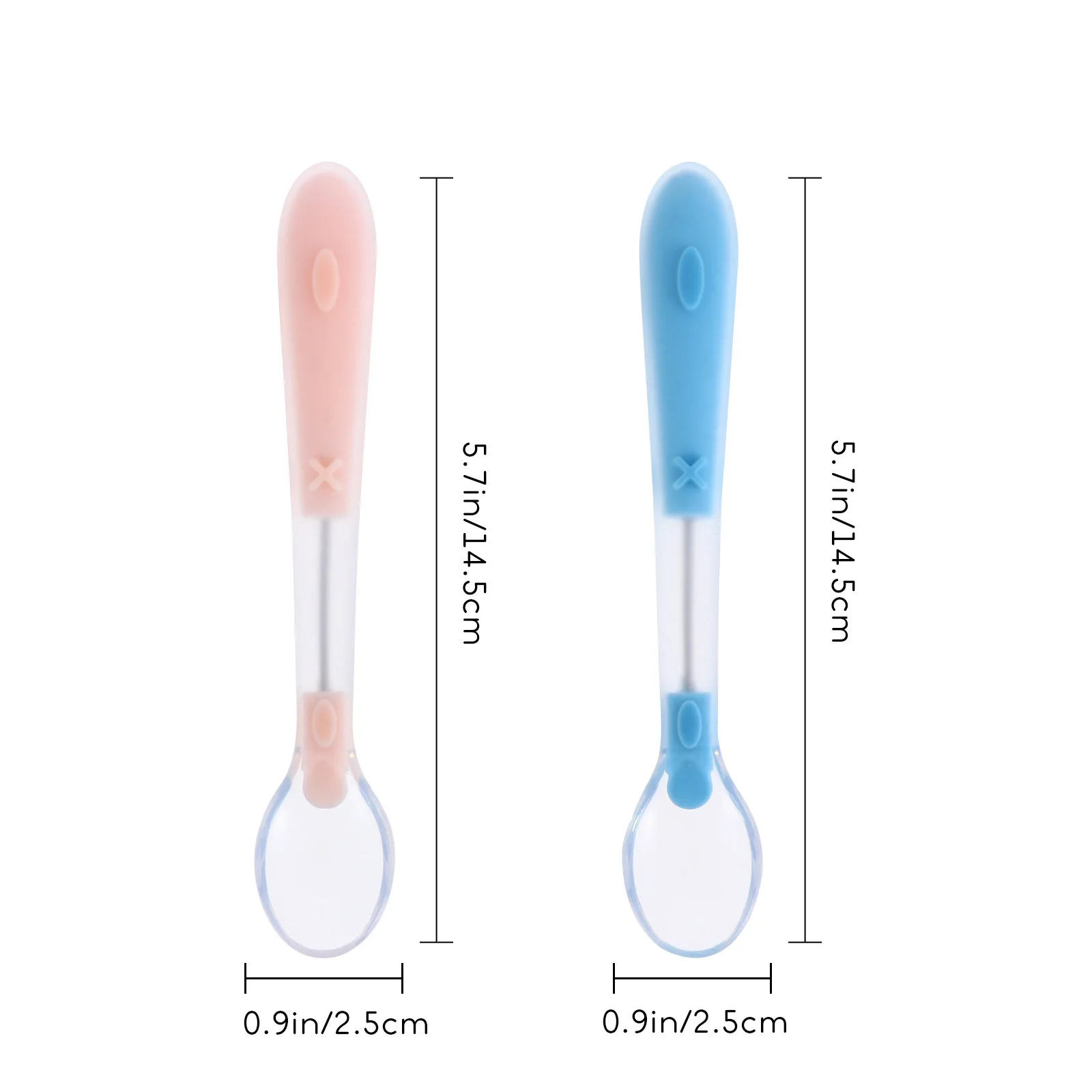 

2PCS Baby Silicone Spoons Durable Safe Feeding Cutlery Lovely Toddler Spoon Blue Child Infant Feeding Supplies Soft AntiSlip
