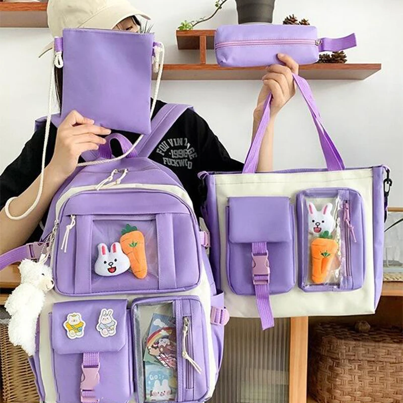 Mochila de grande capacidade para crianças e adolescentes, meninas do ensino médio, bolsas estudantis de ombro, multi bolsos, estudo