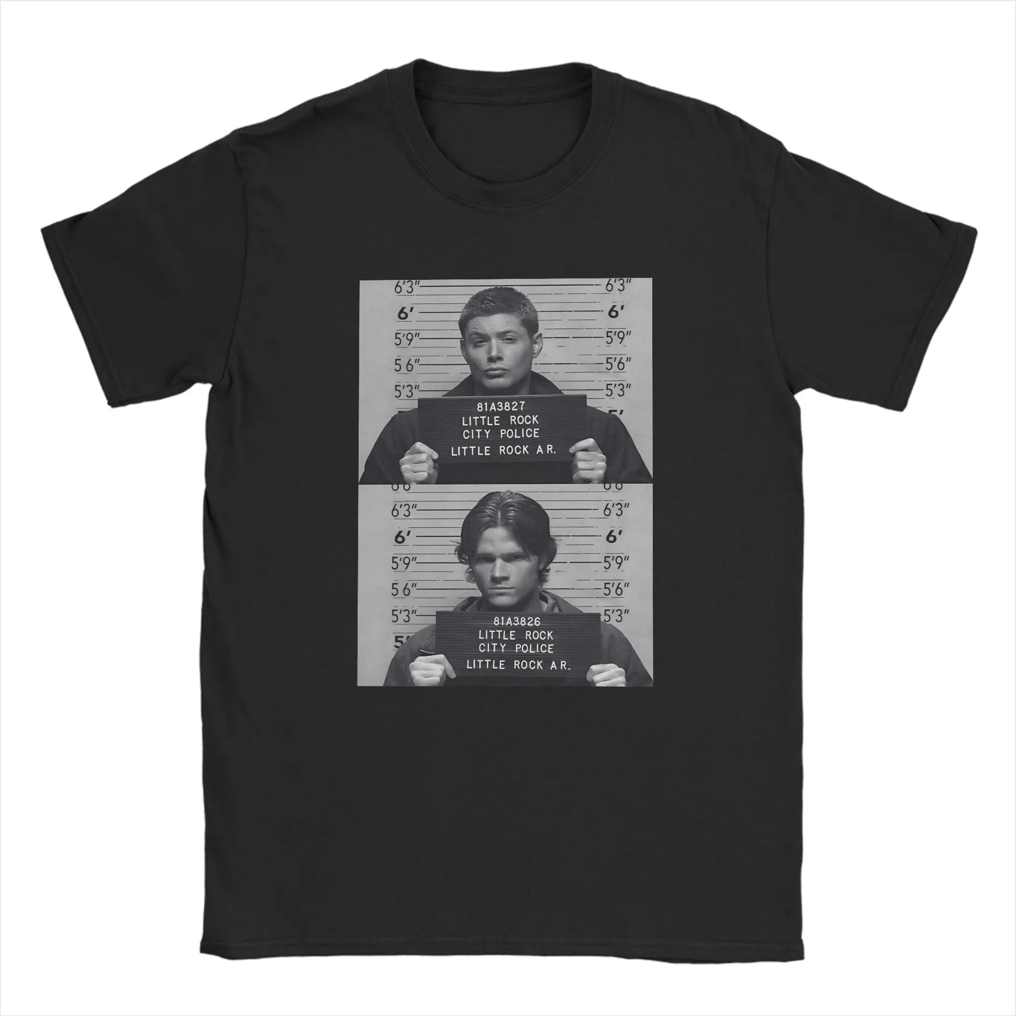 

Мужские футболки S-Supernatural Mugshots Sam and Dean, забавная футболка с короткими рукавами и круглым воротником, хлопковая одежда с графическим рисунком