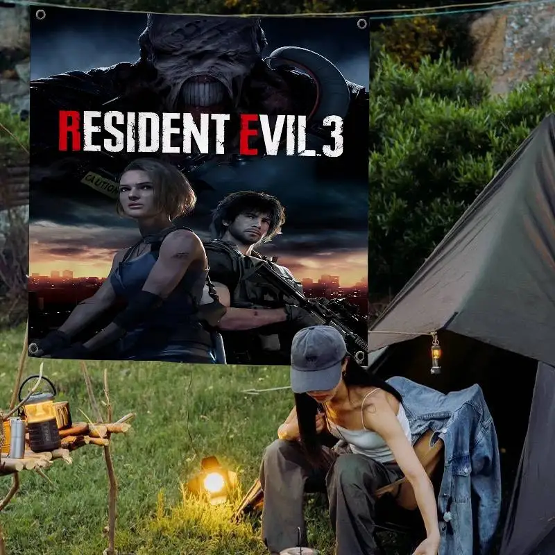Horror Movie R-Resident E-Evil Game Banner INS Style Outdoor Party Decoration Atmosphere Flag