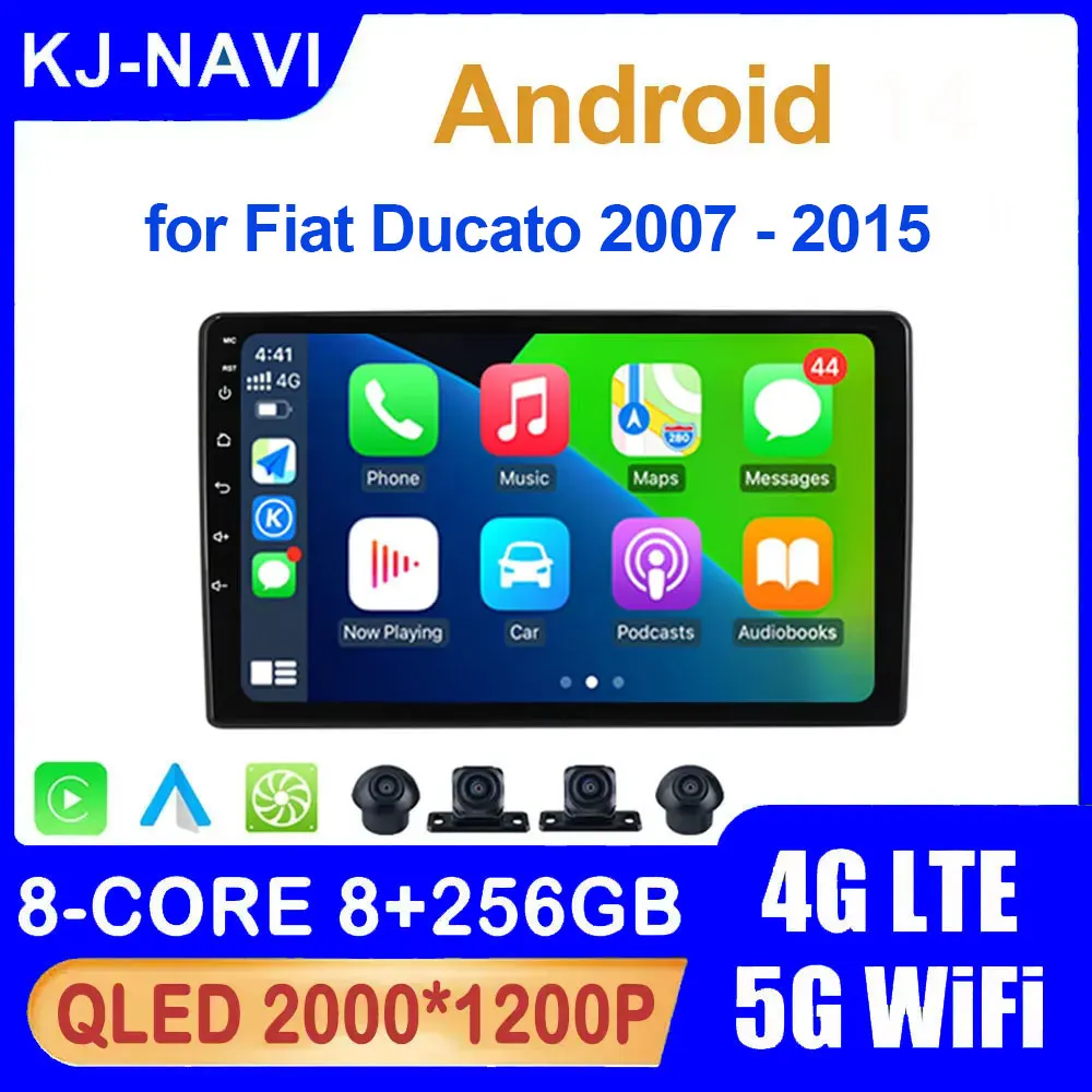 

Автомагнитола Carplay для Fiat Ducato 2007 - 2015 Citroen Jumper Peugeot Boxer 2011 - 2015 Android 14