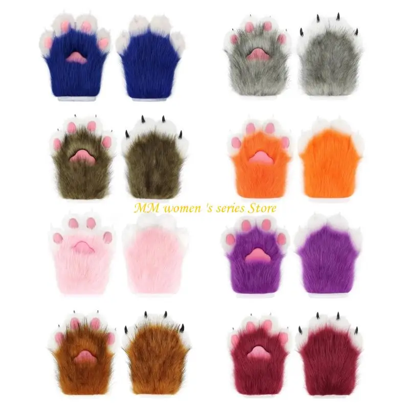 q39c-animal-paws-gloves-warm-plush-handwear-for-kids-adult-masquerades-costume-props