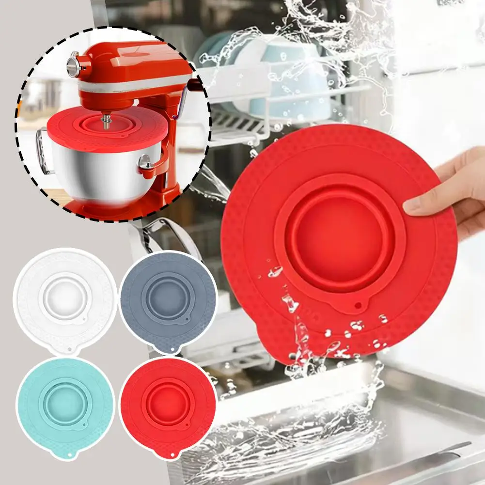 Foldable Sealed Cover For Kitchen Aid 4.5-5 Quart Tilt-Head Stand Mixers 4 Colors Silicone Mixer Bowl Lid Splatter Guard Lids