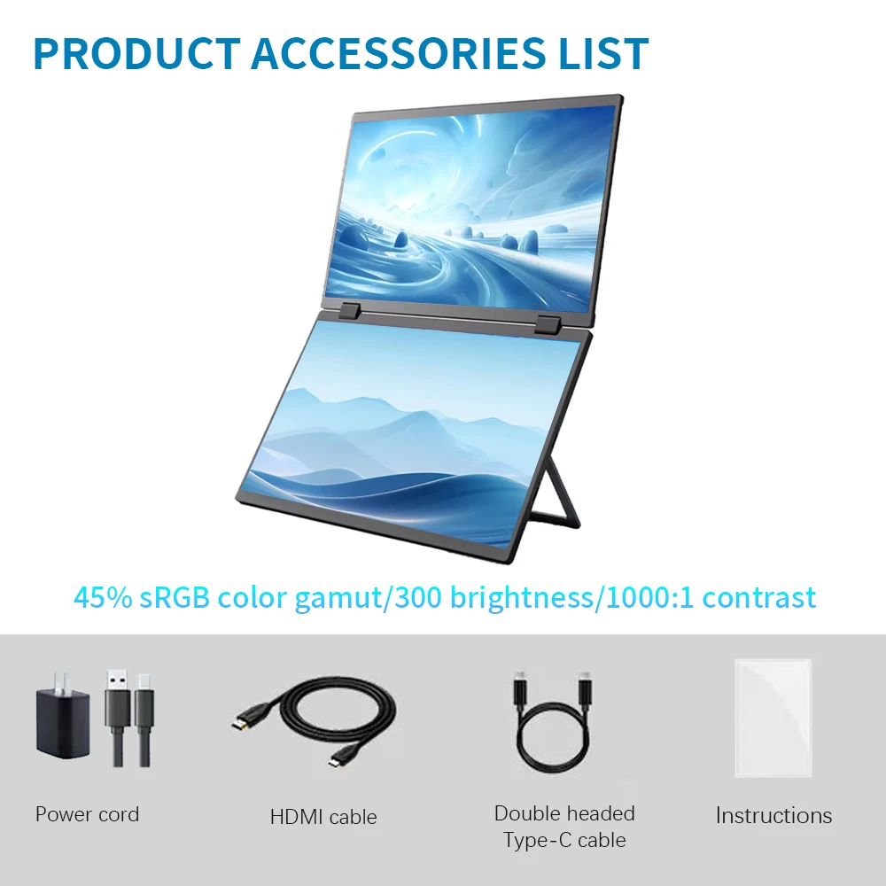 

High definition dual screen portable display 15.6 inch type-c direct connection 360 degree free rotation ps5/ps4/Switch/Xbox