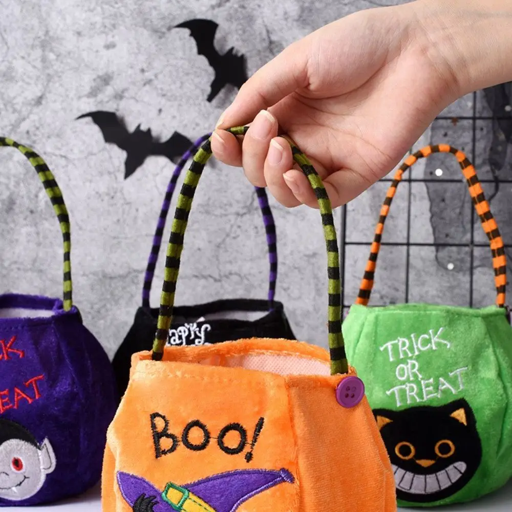 Kinder Zwarte Kat Elf Truc Of Traktatie Cadeau Tas Pompoen Handtas Halloween Snoepzak