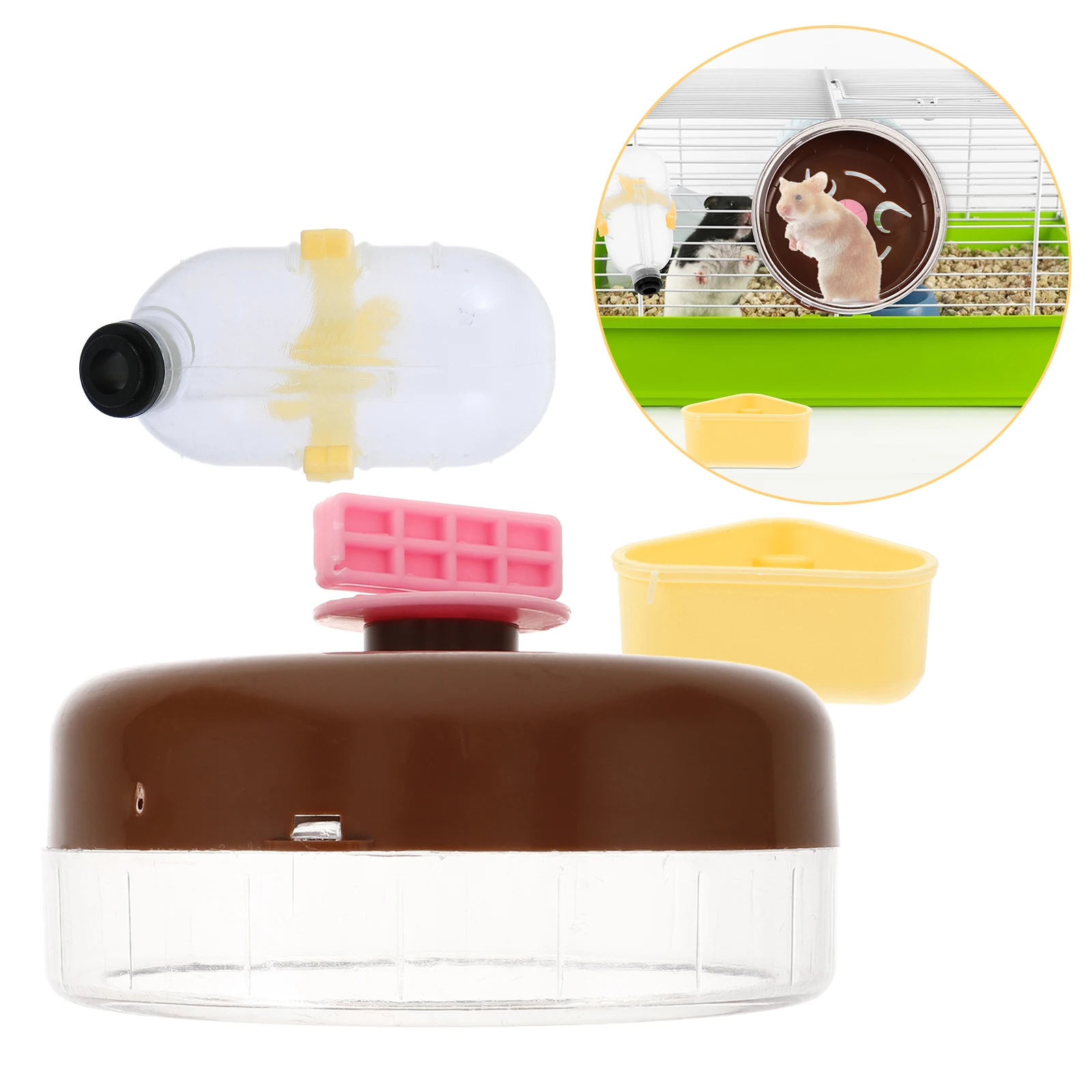 

1 set 1 Set Hamster Running Wheel Food Bowl Water Bottle Cage Accessories Reusable Small Animal Pet Supplies For Mice Gerbils