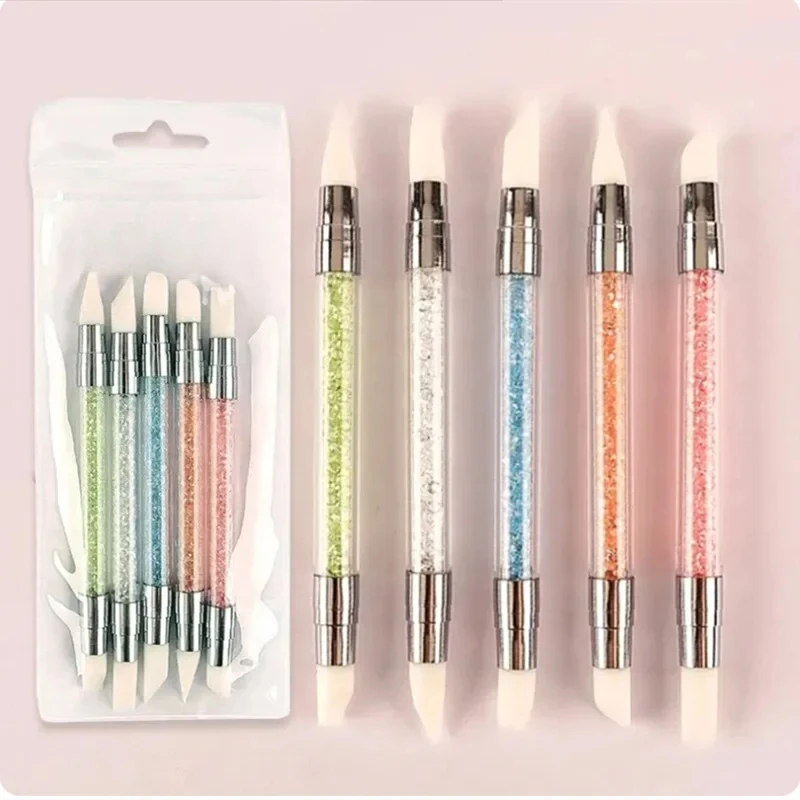 Nail art Stift Doppel Kopf Silikon Blume Sculpting Stift Einstellbare Kleber Stick Präge Stift Nail art Pinsel Jedes Zuhause Werkzeug