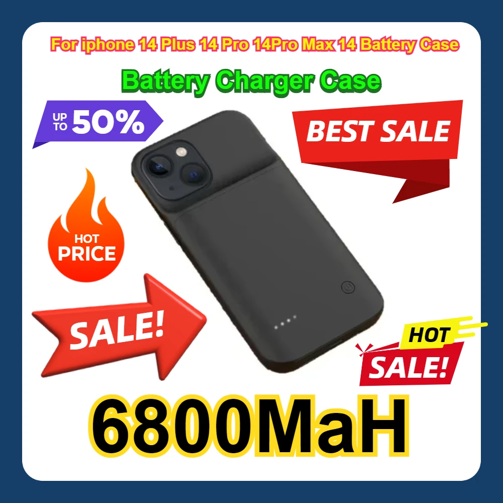 

For iphone 14 Plus 14 Pro 14Pro Max 14 Battery Case Pow Battery Charger Case 6800MaH