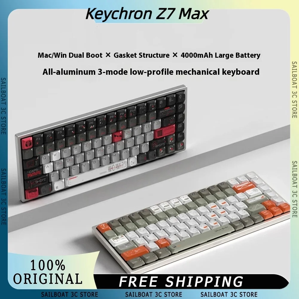 Механическая клавиатура Keychron Z7 Max, беспроводная полностью алюминиевая прокладка корпуса, колпачки для клавиш из ПБТ с возможностью горячей замены, портативная клавиатура для Mac Office QMK Механическая клавиатура Keychron Z7 Max, беспроводная полностью алюминиевая прокладка корпуса, колпачки для клавиш из ПБТ с возможностью горячей замены, портативная клавиатура для Mac Office QMK