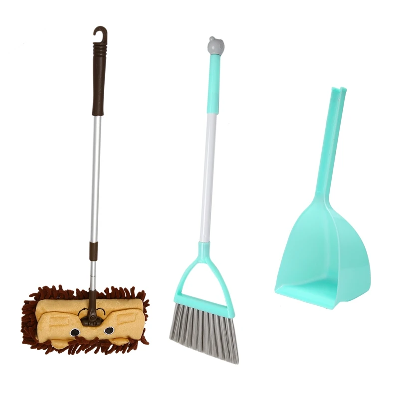 SEWS-Mini Housekeeping Cleaning Tools Set For Children,3Pcs Include Complete Adorable Small Mop, Small Broom, Small Dustpan For