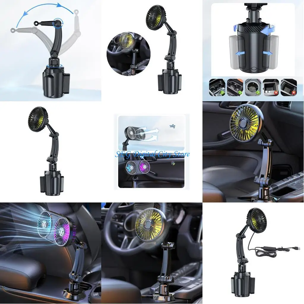 

U75B USB Powered Car Fan 3 Powerful Speeds Adjust with 360 Degree Rotating