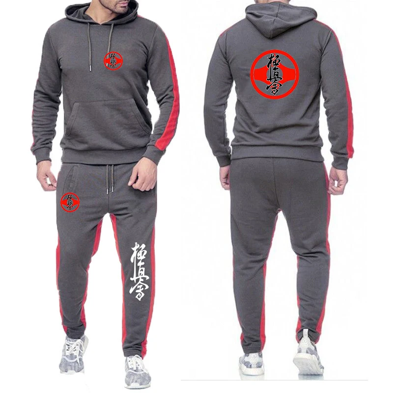 

Kyokushin Karate 2024 Fashion Printed Tracksuit Men's Solid Color Hoodies + Pant Sets Sports Casual Running Pullover Suit