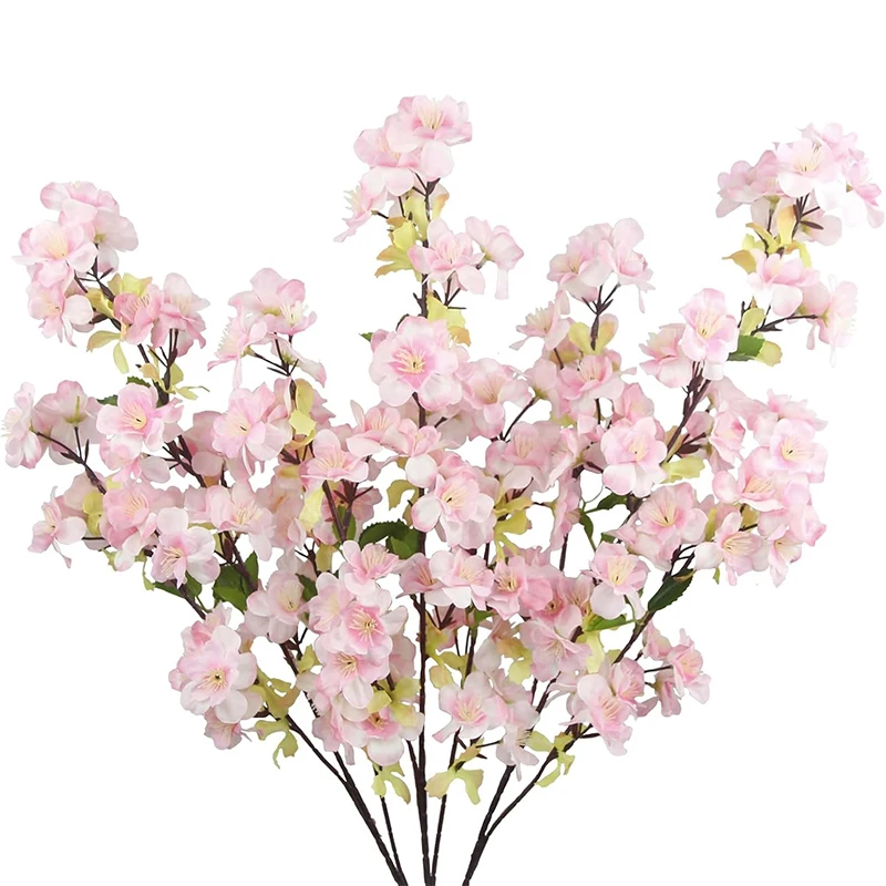 

1/2Pcs Silk Plastic Artificial Cherry Blossom Branch Long Stem Fake Flower for Home Room Wedding Decor Party Table Centerpieces