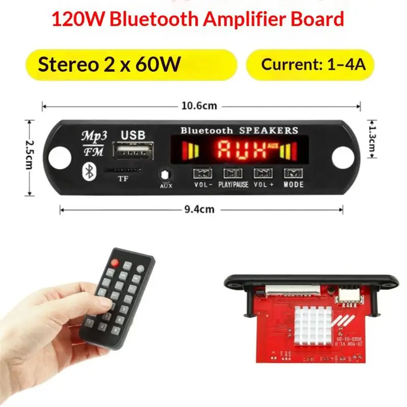 1 Set Wireless Car Audio Moudle MP3 Player Handsfree USB TF FM Radio Music Speaker 120W Amplifier Bluetooth MP3 Decoder Board