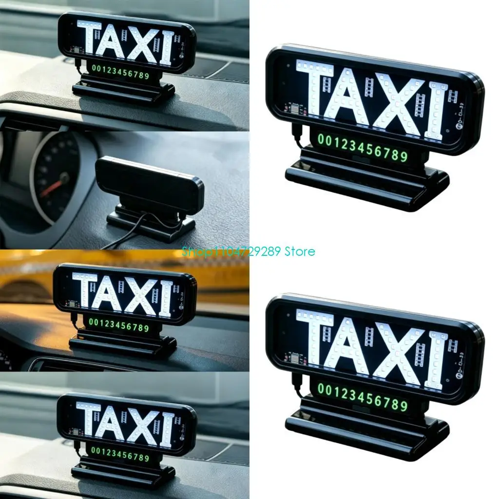 D8KE Service Vehicle Display Sign with USB Powered Panel and Stand Base for Dashboard Placement and Daily Driver Use