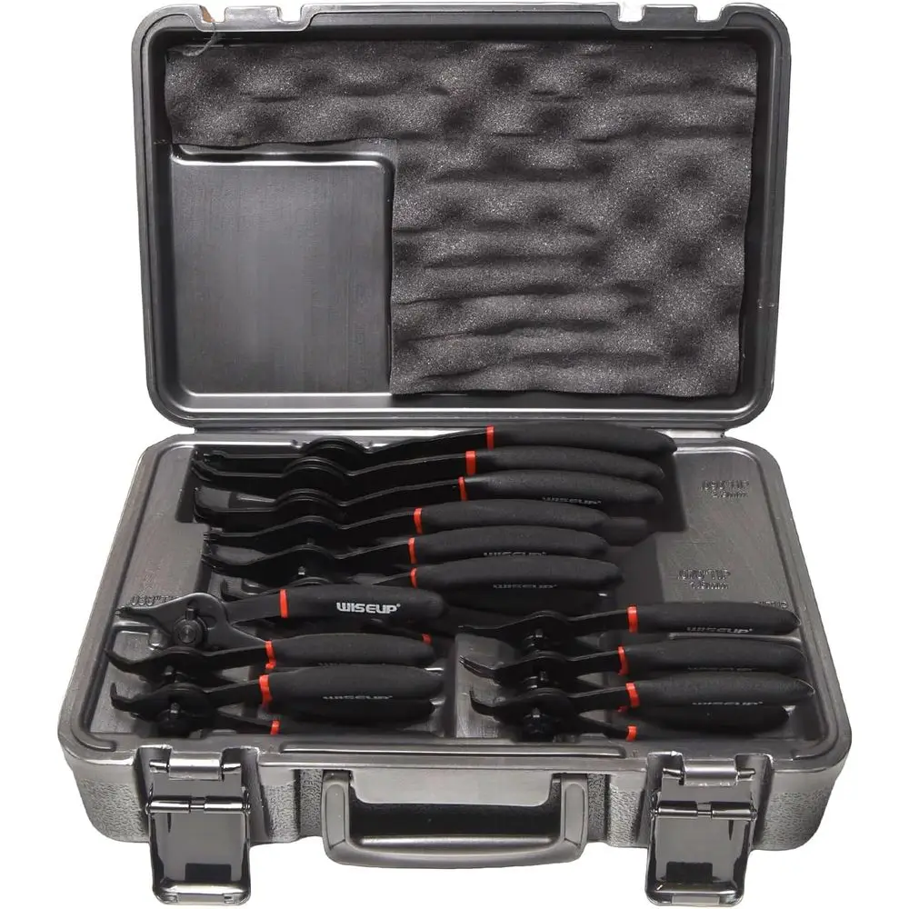 

12-Piece Heavy-Duty Snap Ring Pliers Set with Straight and Bent Jaws, Complete with Storage Case for Internal and External Circl
