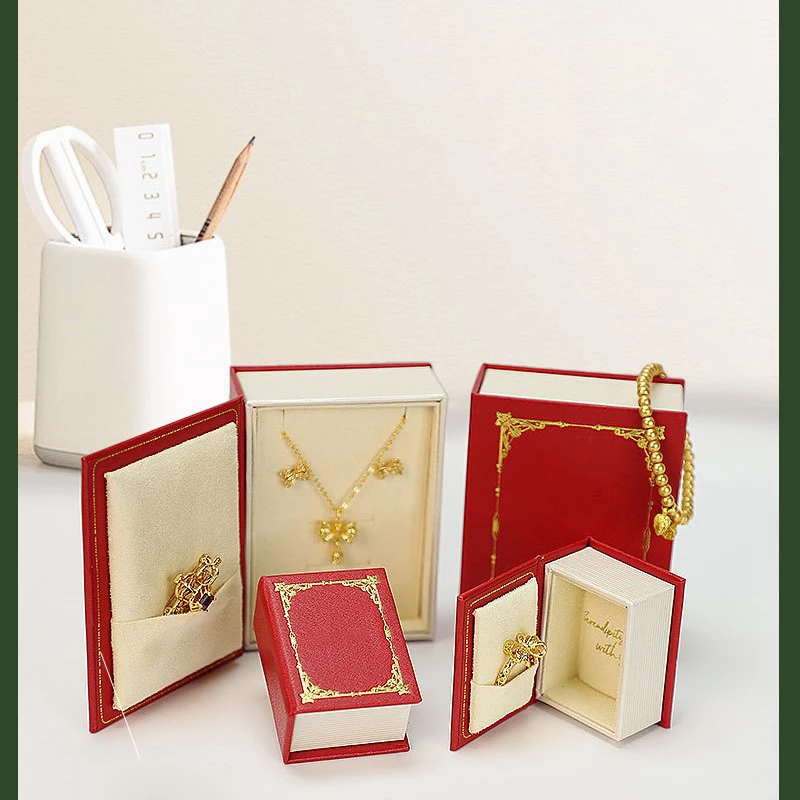 Premium Pink Book Box Jewelry Box Flip Ring Box Pendant Packaging Box Jewelry Gift Box