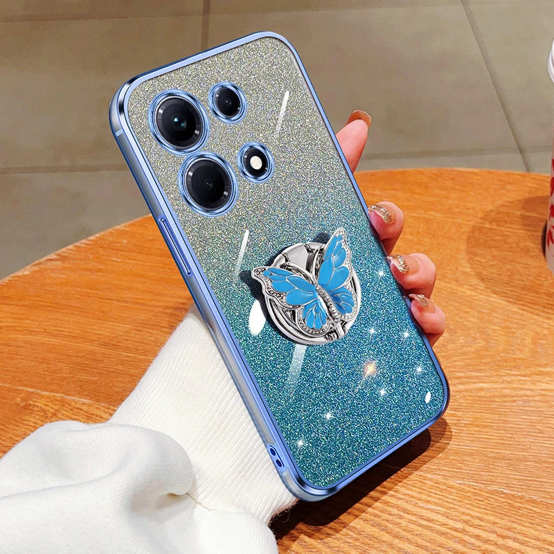 

Note 30 Hot 30 Case For Infinix Note 30 12 Hot 40 30 20 12 11 10 9 Smart 8 7Gradient Butterfly Bling Folding Stand Plating Cover