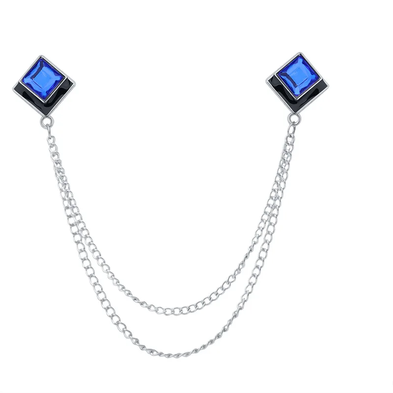 Korean Fashion Geometrische Kristall Brosche Quaste Kette Revers Pin männer Hemd Kragen Schmuck Hochzeit Party Broschen Zubehör – Detail 6