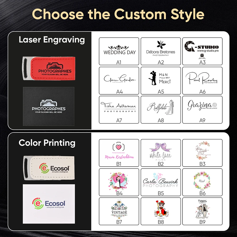 사진 스튜디오 가죽 USB 3.0 플래시 드라이브, 무료 커스텀 로고 메모리 스틱, 128GB, 64GB 고속 펜 드라이브, 32GB 결혼 선물