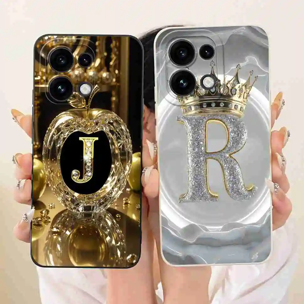 For Oppo Reno16 F 5G CPH2859 Case Fashion Crown Letters Soft Silicone Back Cover For Oppo Reno16 FS 5G 6.57