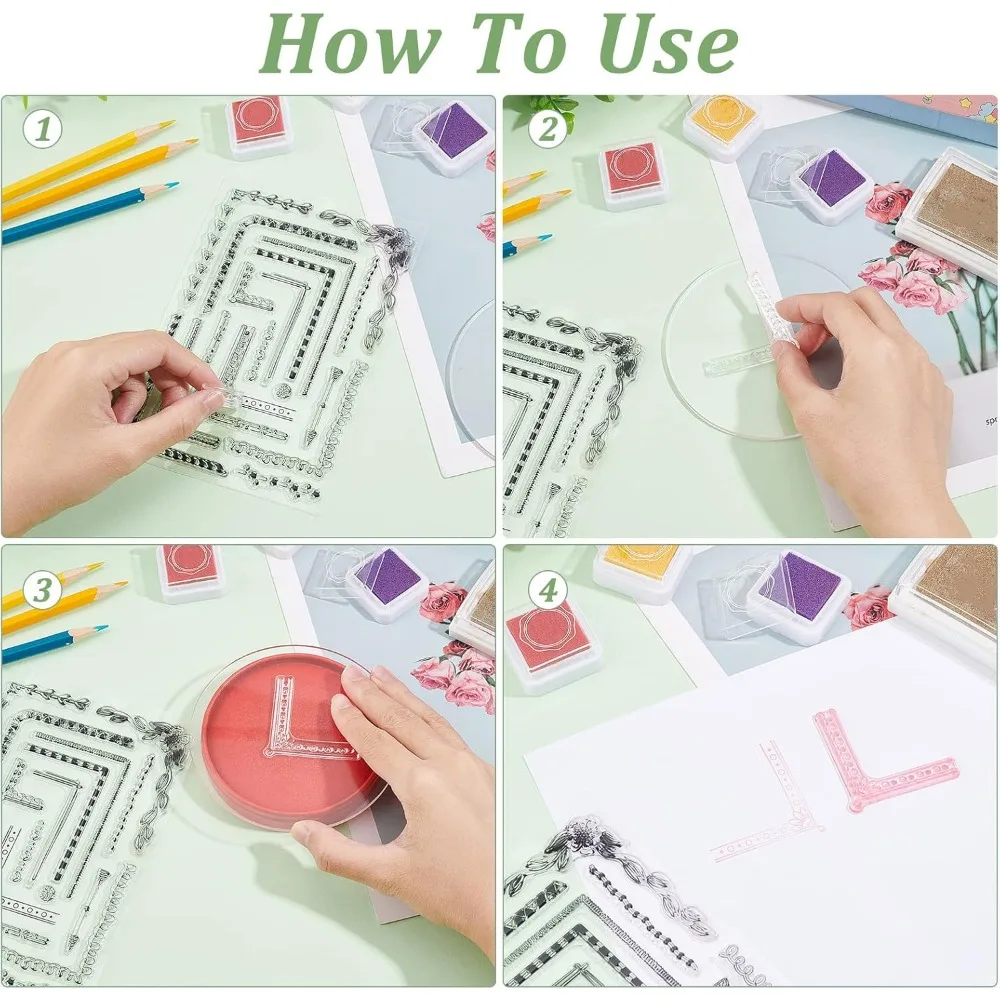 Corners Types Silicone Clear Stamps Lace Line Transparent Stamps for Festival Birthday Valentine\'s Day Cards Making DIY