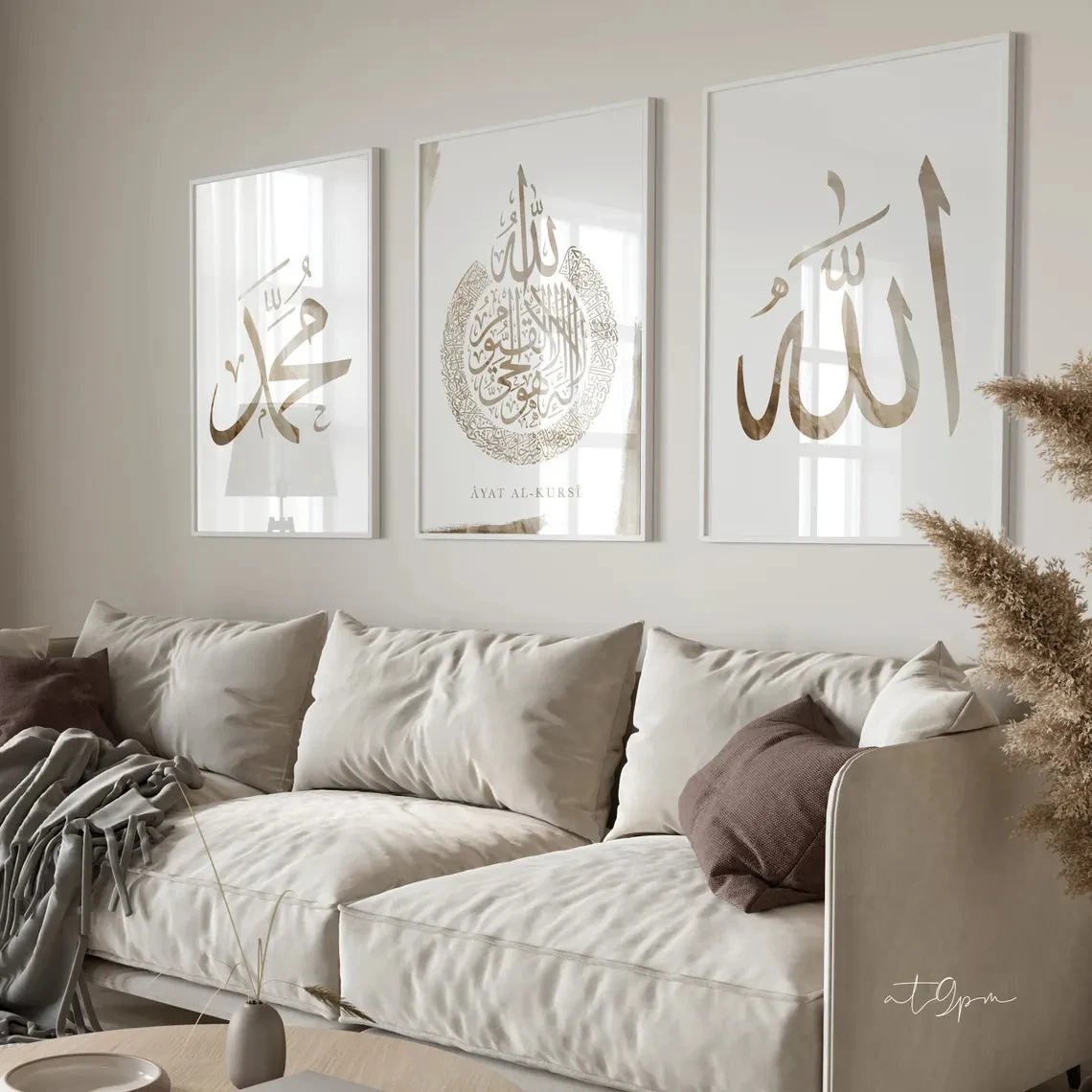 3pcs frameless Canvas Painting Modern,Religion Islamic Ayat Al Kursi Allah Muhammad Wall Art Print Canvas Painting Poster Pictur