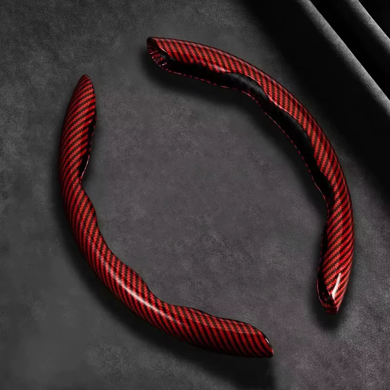 Capa de Volante de Carro em Fibra de Carbono a Laser (1/2 Peças) com Silicone, Couro Microfibra 1K e PVC, Antiderrapante Univers