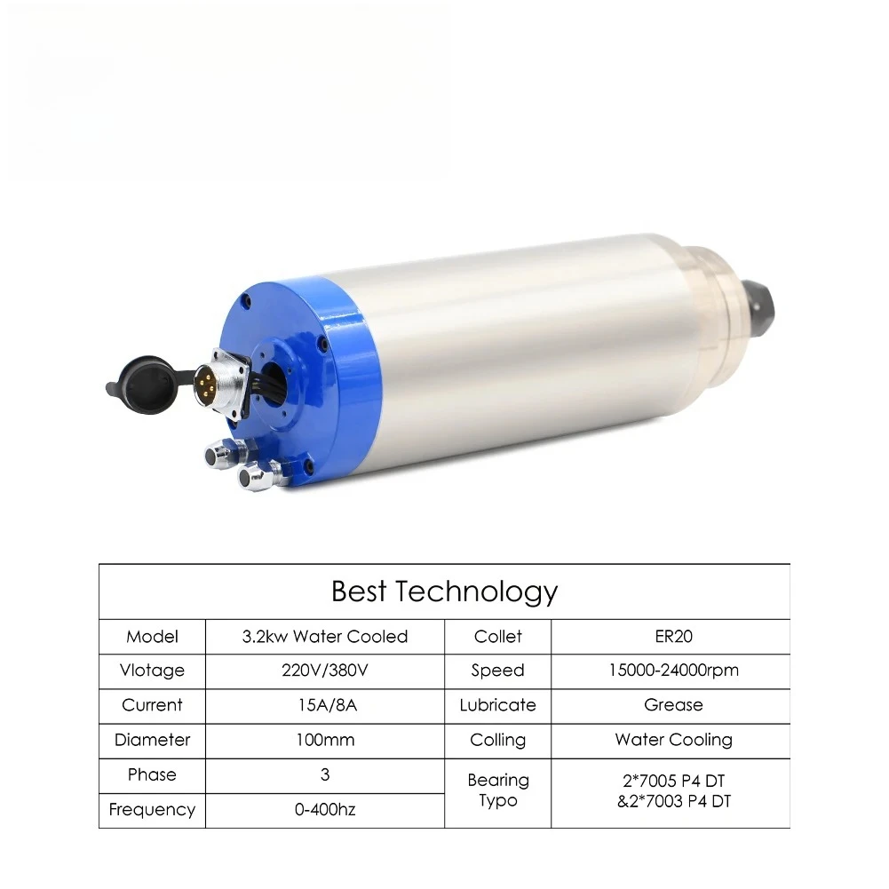 3.2kw ER20 water cooled spindle motor kit & HY 220v 4.0kw Motor speed controller & 100mm bracket & water pump