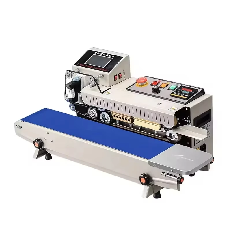 FR-1600 High Speed Automatic Inkjet Vertical Continuous Plastic Food Bag Heat Band Sealer Date Printer Sealing Machine