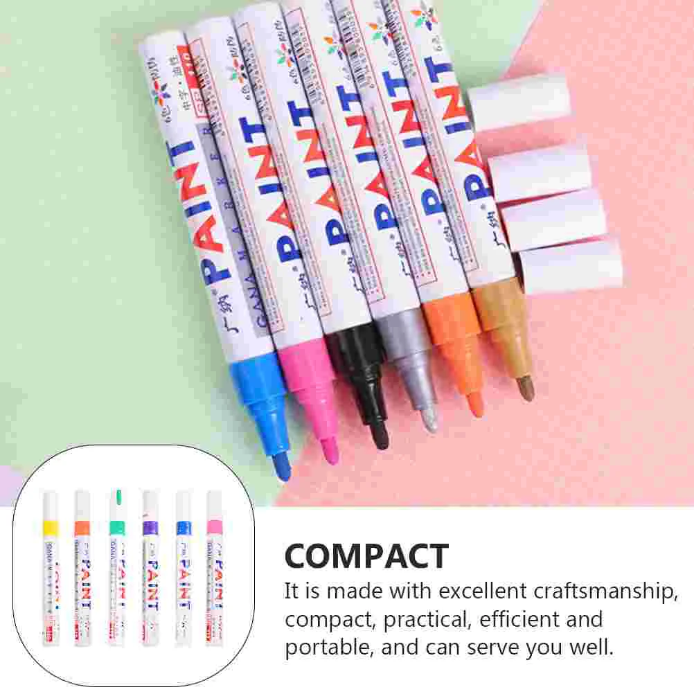 6 Pcs Painting Pen Marking Pens Marker Graffiti Home Oil Waterproof Plastic Car Coat Office