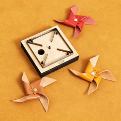Creative Windmill Making Mould Leather Cutting Die DIY Handcraft Leather Template Ornaments Handmade Wooden Punching Stencil