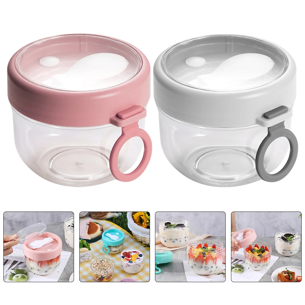 

2Pcs Overnight Oats Containers Leakproof Portable Lightweight Oatmeal Jars School Office Gym Travel Overnight Oats Jars