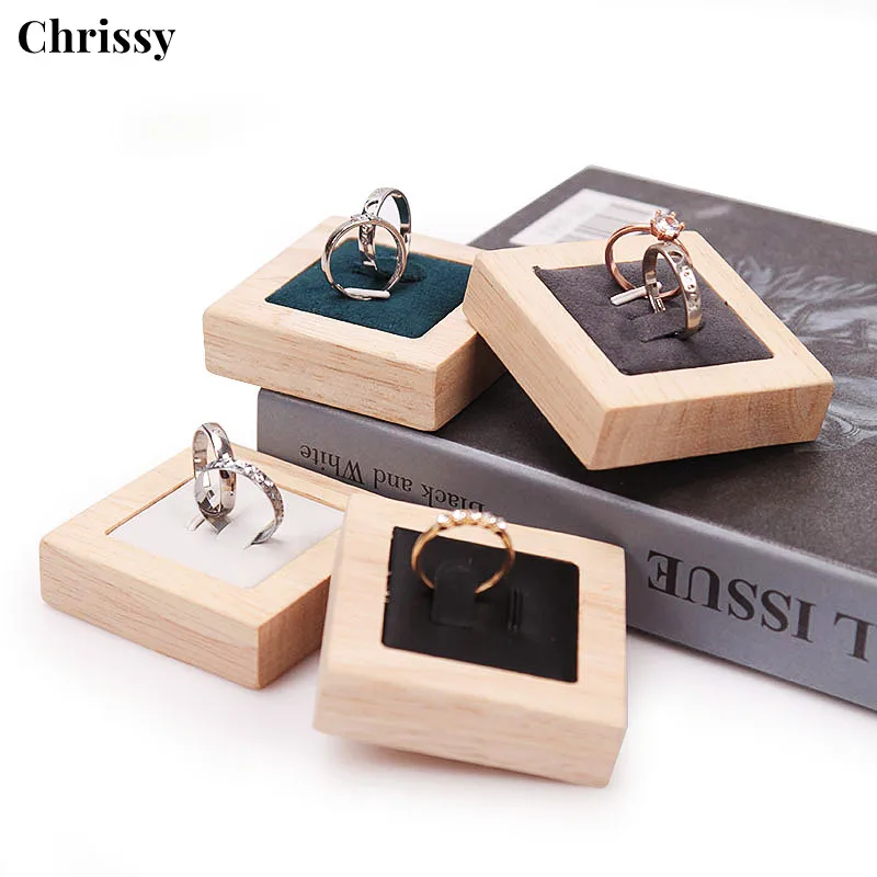 

Wooden Jewelry Rings Display Stand Rack Slots Organizer Creative Wedding Ring Display Pad Holder Tools Jewelry Storage Supplies