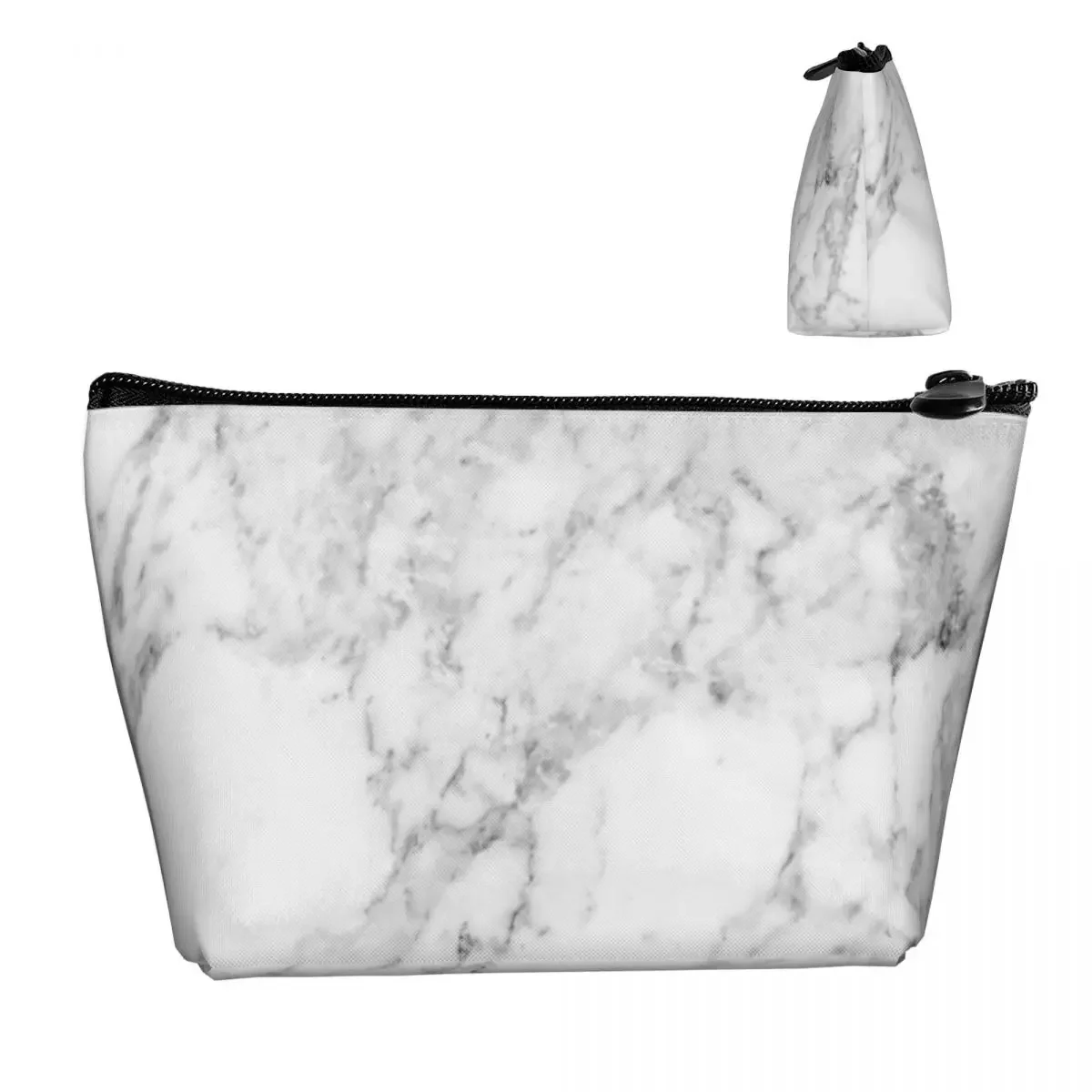 Custom White Marble Texture Travel Cosmetic Bag for Women Chic Elegant Makeup Toiletry Organizer Ladies Beauty Storage Dopp Kit