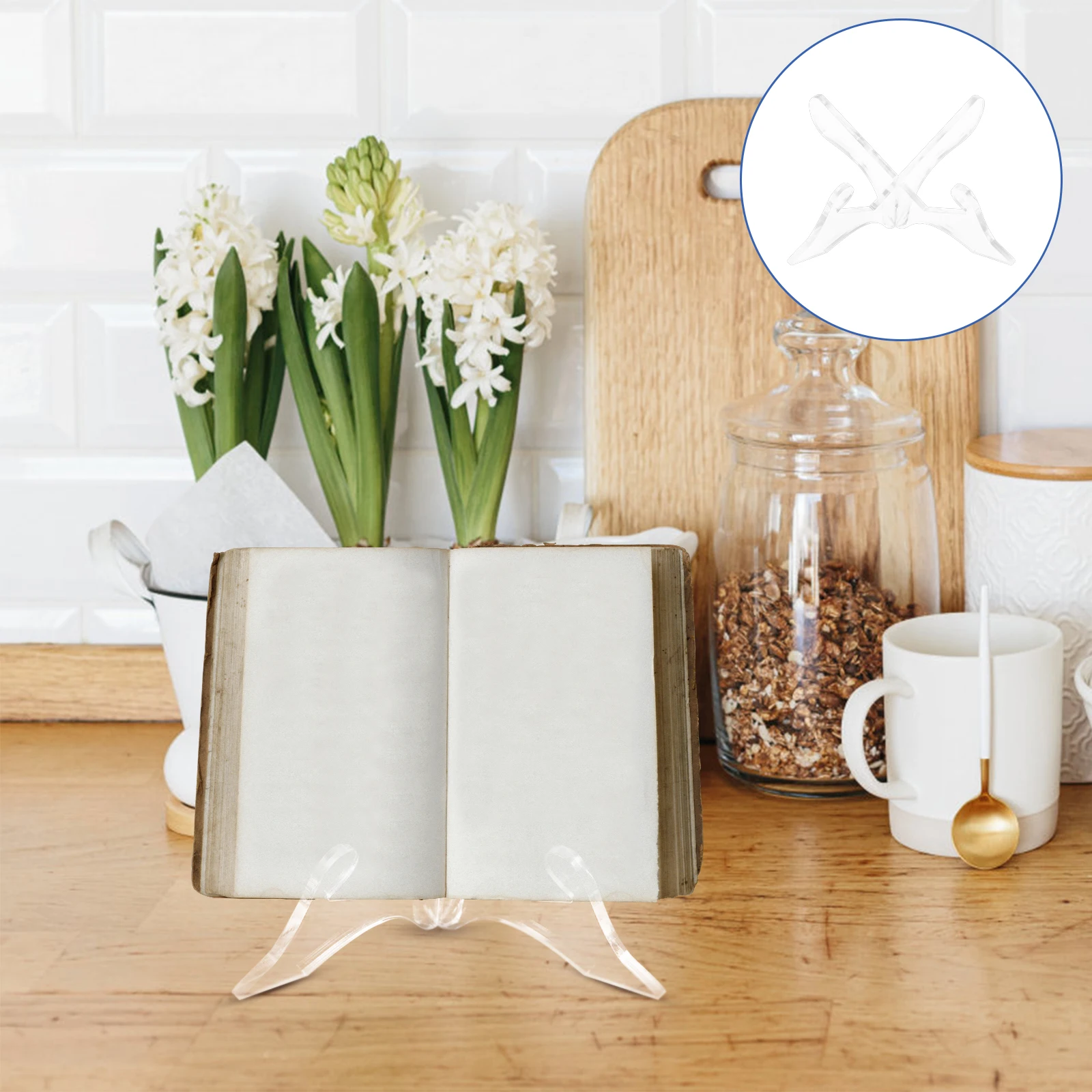 

Bookshelves Display Holder Bracket Kitchen Stand for Convenient Recipe Acrylic Cookbook Counter Reading