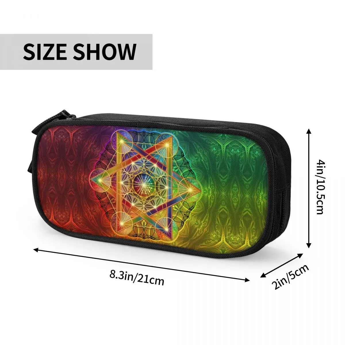 Customized Metatron's Cube With Merkabah And Flower Of Life Pencil Case Sacred Geometry Pencil Pouch School Accessories