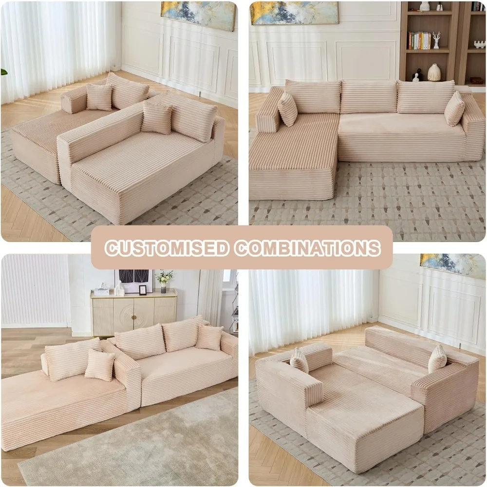 أريكة مقطعية على شكل حرف L مع مقاعد عميقة ولا يتطلب التجميع #5