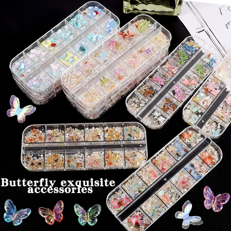 Fluorescent Butterfly Sequins Nail Art Glitter Flakes Charms Decorations Manicure Accessories Nail Supplies For Professionals