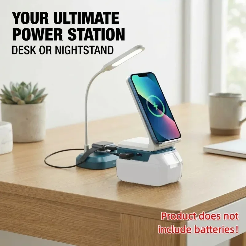 Portable Power Inverter Converter for Makita/Milwaukee/DL 18/20V Lithium Batteries Wireless Charger USB Power Bank for Camping