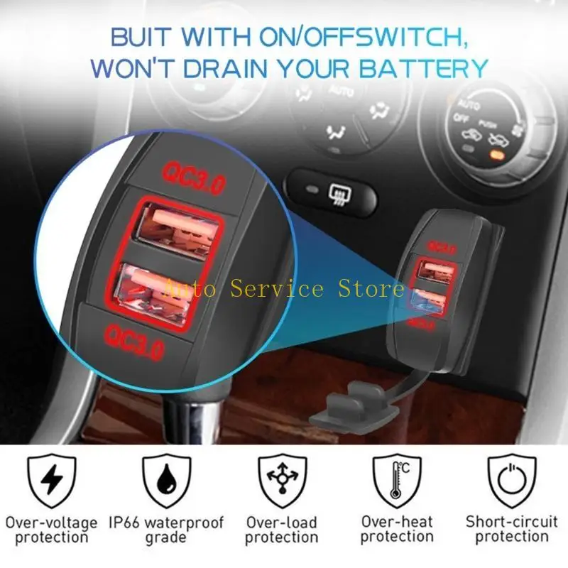 

462A USB QC3.0 и PD Type C Розетка питания Адаптер 12 В 24 В Универсальный порт зарядки