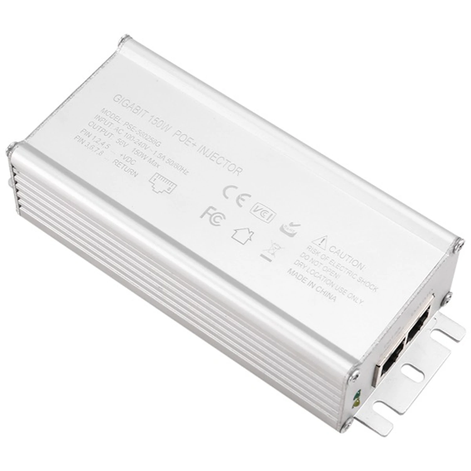 อินเจคเตอร์ POE 2.5G, 30/60/90 วัตต์, 802.3AT/AF, POE++, แรงดันไฟฟ้าเข้า 110-240Vac, แรงดันไฟฟ้าออก 48-56V, ตัวเครื่องอะลูมิเนียม