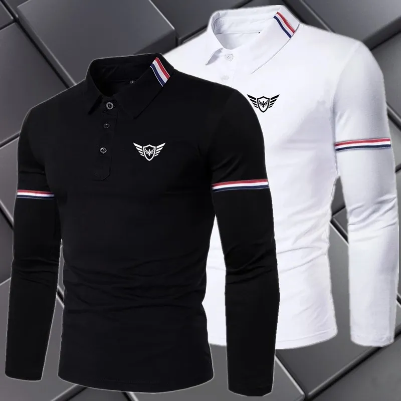 Men's casual long -sleeved POLO shirt fashion casual long -sleeved shirt men's shirt