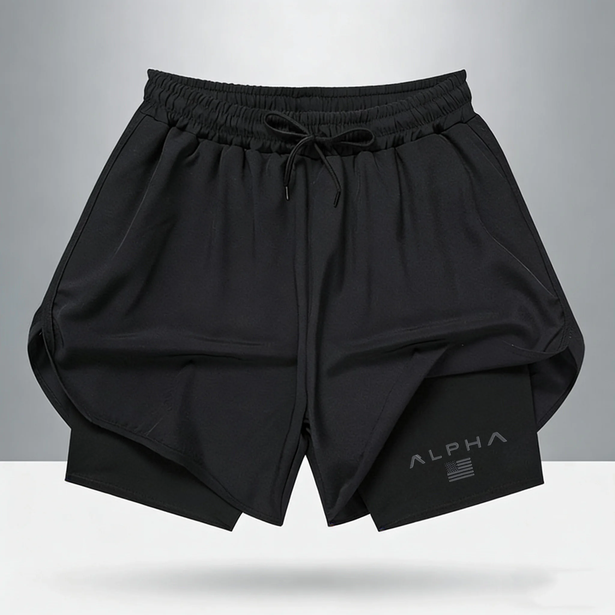 

Летние мужские шорты для бега 2-в-1 с принтом "No Pain No Gain", быстросохнущие, дышащие, спортивные шорты с подкладкой для тренировок и занятий в спортзале