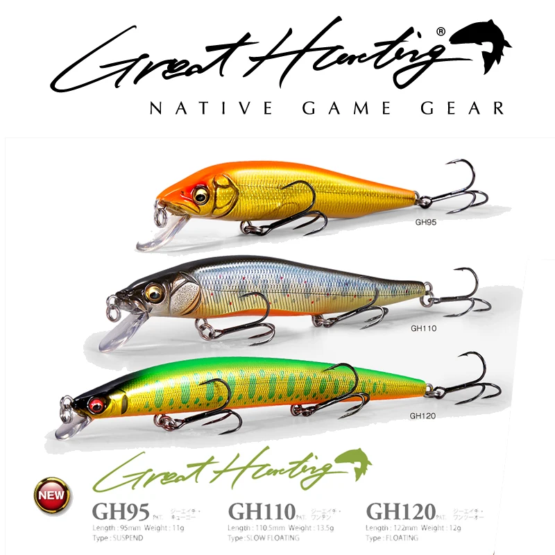 2024 new Original JAPAN Megabass  GREAT HUNTING GH95 Floating  95mm 11g  suspend Minnow Fishing Lure bait trout anglers