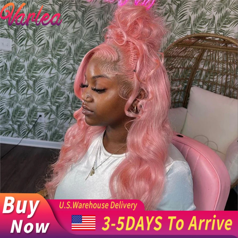 

Light Pink 13x6 Body Wave HD Transparent Lace Frontal Wig 30 Inch 13x4 Long Loose Wave 100% Colored Human Hair Wigs for Women