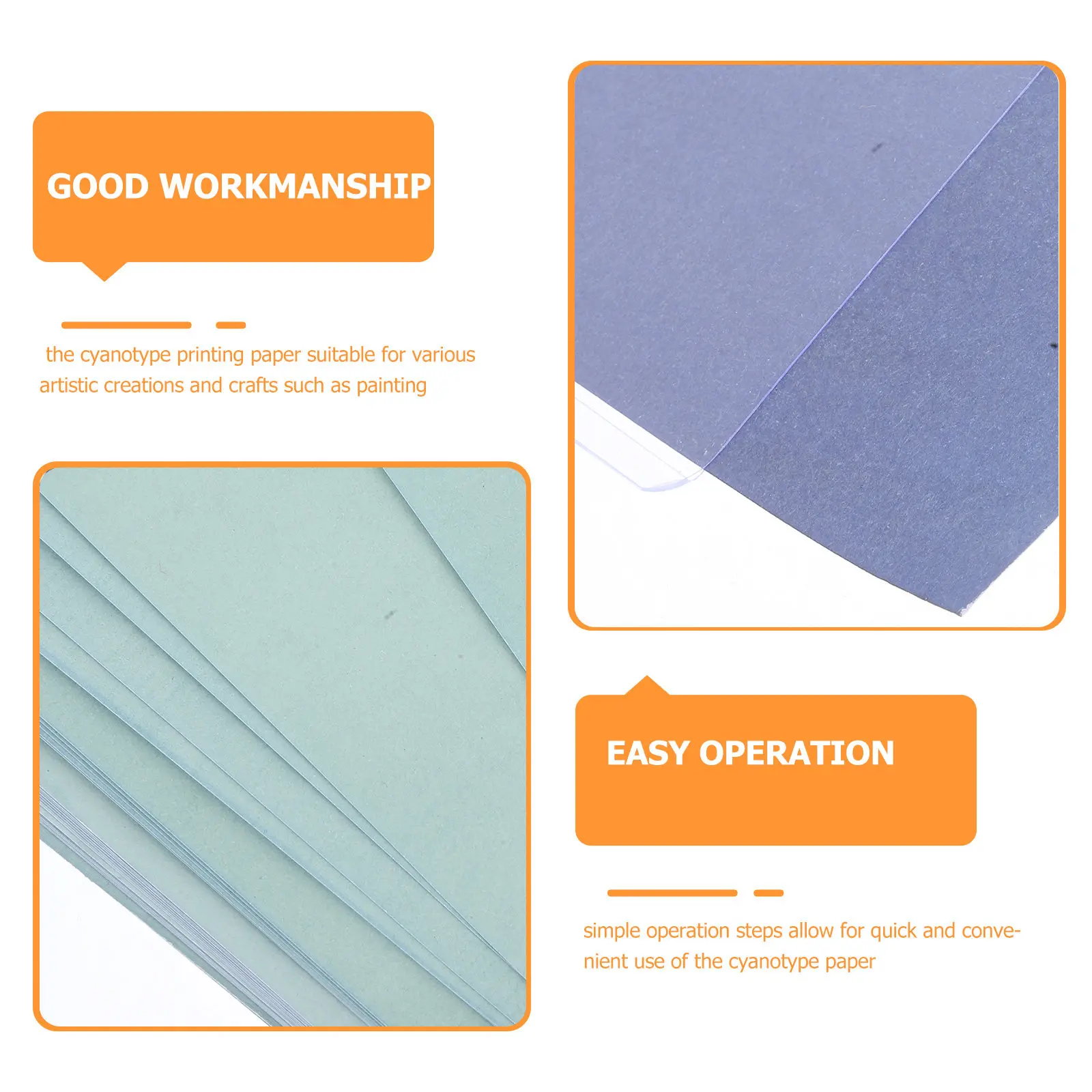 35Sheets A5 Blue Sun Print Paper Cyanotype Solar Activated Art Drawing Paper for DIY Nature Printing Crafts Fade Resistant Easy
