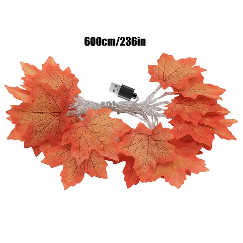 مابل يترك جارلاند سلسلة أضواء احتفالية 19.69Ft الإضاءة الشكر زينة أضواء للحزب النوم حديقة ساحة المنزل #6